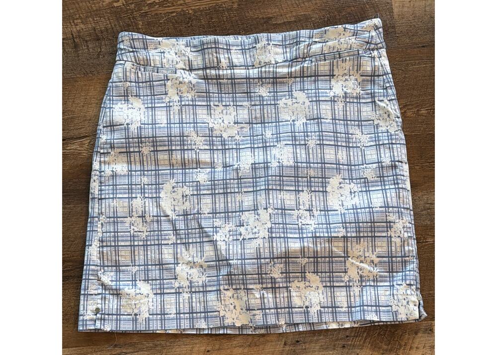 Briggs athletic skort blue and white abstract plaid SZ14